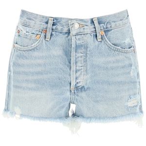 AGOLDE Parker Vintage Light Wash Distressed Cut Off Shorts
